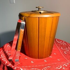 Craft Wooden Ice Bucket with Tongs - Brown and Silver